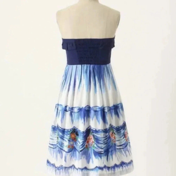 Anthropologie Blue Curtain Print First Dance Dress by Nathalie Lete Size 2 (455) - Picture 2 of 5